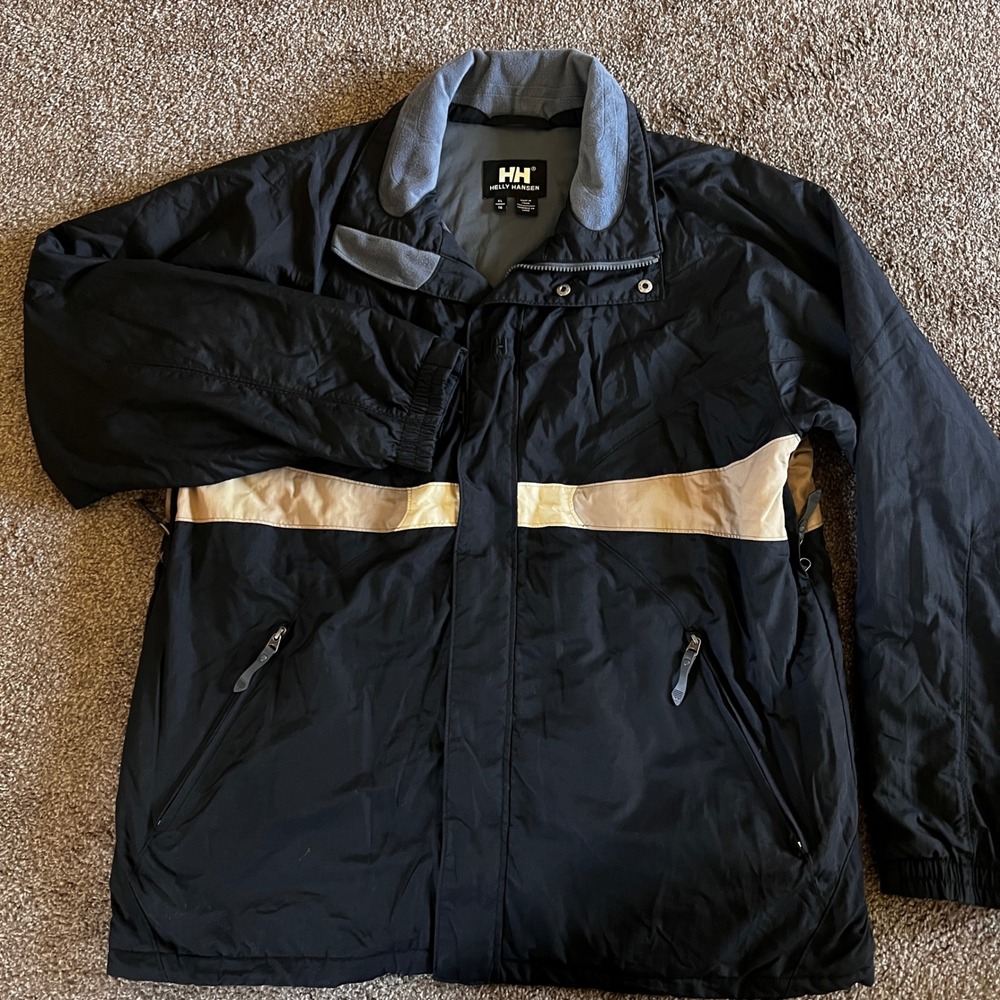 Helly Hansen Driver Jacket Mens XL‎ Black Full Zip Lined Winter Ski Jacket